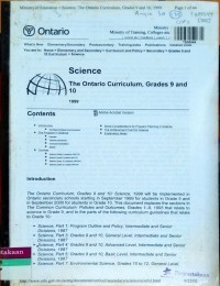 Image of Science The Ontario Curriculum, Grades 9 and 10