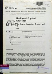 Image of Health and Physical Education The Ontario Curriculum, Grades 9 and 10